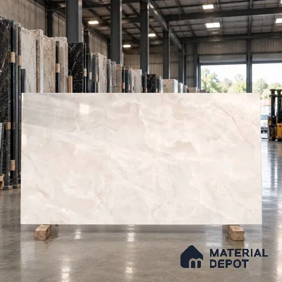 Marble Onyx Wall & Floor Tile TL 10950 Cream 6 ft x 4 ft Glossy Finish Vitrified Tile - 9 mm | 3 Random Designs | Suitable For Living Room, Bedroom, Bathroom | Adhesive and Spacers Must be Used During Installation