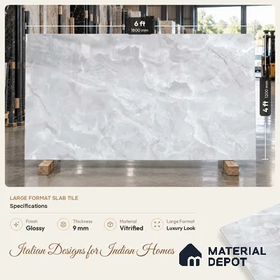 Marble Look Wall & Floor TL 10950 B Midtown Onyx Steel 6 ft x 4 ft Infinia Finish Large Formate Vitrified Tile - 9 mm | 3 Random Design | Suitable For Living Room, Bedroom, Kitchen, Office & Dining | Adhesive and Spacers Must be Used During Installation
