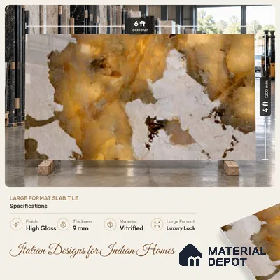 Marble Look Wall & Floor TL 10951 Cosmolight 6 ft x 4 ft Glamour Finish Large Formate Vitrified Tile - 9 mm | 2 Random Design | Suitable For Living Room, Bedroom, Kitchen, Office & Dining | Adhesive and Spacers Must be Used During Installation