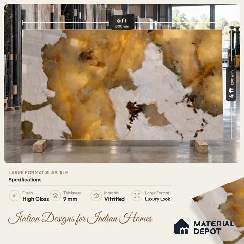 Marble Look Wall & Floor TL 10951 Cosmolight 6 ft x 4 ft Glamour Finish Large Formate Vitrified Tile - 9 mm | 2 Random Design | Suitable For Living Room, Bedroom, Kitchen, Office & Dining | Adhesive and Spacers Must be Used During Installation