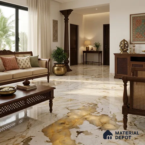 Marble Look Wall & Floor TL 10951 Cosmolight 6 ft x 4 ft Glamour Finish Large Formate Vitrified Tile - 9 mm | 2 Random Design | Suitable For Living Room, Bedroom, Kitchen, Office & Dining | Adhesive and Spacers Must be Used During Installation