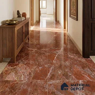 Marble Look Wall & Floor TL 10952 Rosso Levanto 6 ft x 4 ft Glamour Finish Large Formate Vitrified Tile - 9 mm | 3 Random Design | Suitable For Living Room, Bedroom, Kitchen, Office & Dining | Adhesive and Spacers Must be Used During Installation