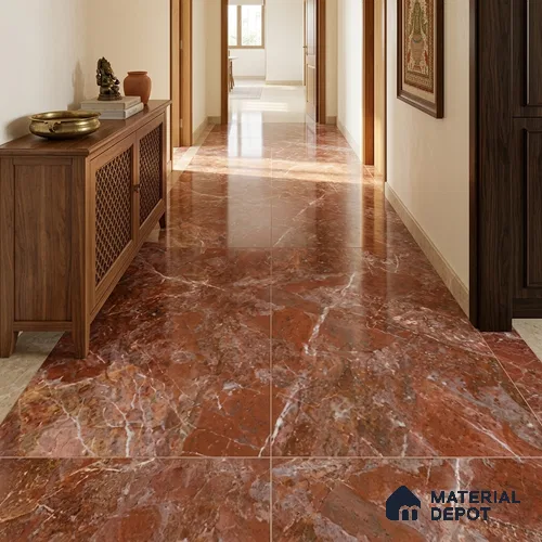 Marble Look Wall & Floor TL 10952 Rosso Levanto 6 ft x 4 ft Glamour Finish Large Formate Vitrified Tile - 9 mm | 3 Random Design | Suitable For Living Room, Bedroom, Kitchen, Office & Dining | Adhesive and Spacers Must be Used During Installation