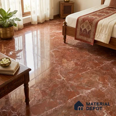 Marble Look Wall & Floor TL 10952 Rosso Levanto 6 ft x 4 ft Glamour Finish Large Formate Vitrified Tile - 9 mm | 3 Random Design | Suitable For Living Room, Bedroom, Kitchen, Office & Dining | Adhesive and Spacers Must be Used During Installation