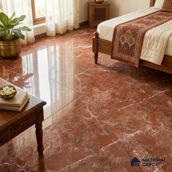 Marble Look Wall & Floor TL 10952 Rosso Levanto 6 ft x 4 ft Glamour Finish Large Formate Vitrified Tile - 9 mm | 3 Random Design | Suitable For Living Room, Bedroom, Kitchen, Office & Dining | Adhesive and Spacers Must be Used During Installation