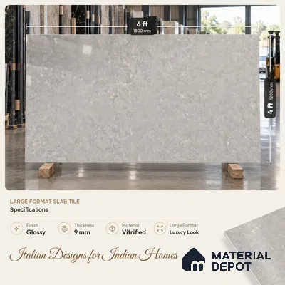 Stone Look Wall & Floor TL 10953 Belve Grey 6 ft x 4 ft Infinia Finish Large Formate Vitrified Tile - 9 mm | 3 Random Design | Suitable For Living Room, Bedroom, Kitchen, Office & Dining | Adhesive and Spacers Must be Used During Installation