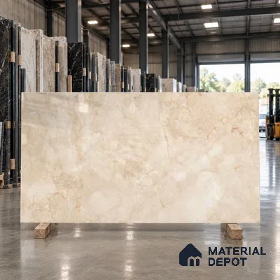 Marble Look Wall & Floor TL 10954 Fossil Caramel 6 ft x 4 ft Infinia Finish Large Formate Vitrified Tile - 9 mm | 3 Random Design | Suitable For Living Room, Bedroom, Kitchen, Office & Dining | Adhesive and Spacers Must be Used During Installation