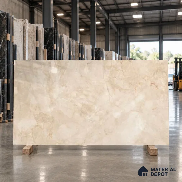 Marble Look Wall & Floor TL 10954 Fossil Caramel 6 ft x 4 ft Infinia Finish Large Formate Vitrified Tile - 9 mm | 3 Random Design | Suitable For Living Room, Bedroom, Kitchen, Office & Dining | Adhesive and Spacers Must be Used During Installation