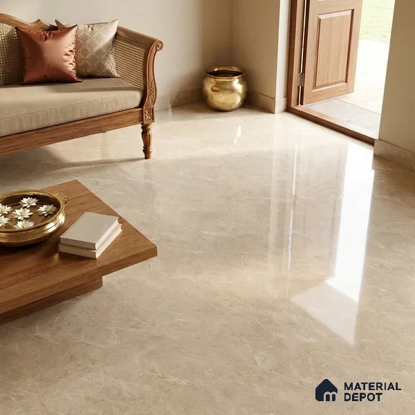 Marble Look Wall & Floor TL 10954 Fossil Caramel 6 ft x 4 ft Infinia Finish Large Formate Vitrified Tile - 9 mm | 3 Random Design | Suitable For Living Room, Bedroom, Kitchen, Office & Dining | Adhesive and Spacers Must be Used During Installation