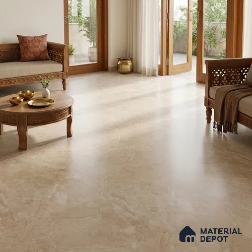 Marble Look Wall & Floor TL 10954 B Fossil Caramel Glit 6 ft x 4 ft Fusion Carving Matte Finish Large Formate Vitrified Tile - 9 mm | 3 Random Design | Suitable For Living Room, Bedroom, Kitchen, Office & Dining | Adhesive and Spacers Must be Used During Installation