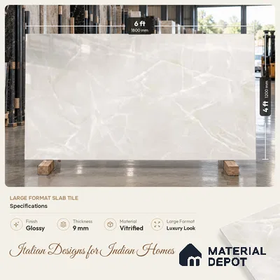 Marble Look Wall & Floor TL 10955 Gelido Lucent 6 ft x 4 ft Infinia Finish Large Formate Vitrified Tile - 9 mm | 3 Random Design | Suitable For Living Room, Bedroom, Kitchen, Office & Dining | Adhesive and Spacers Must be Used During Installation