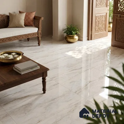 Marble Wall & Floor Tile TL 10956 White 6 ft x 4 ft Glossy Finish Vitrified Tile - 9 mm | 3 Random Designs | Suitable For Living Room, Bedroom, Bathroom | Adhesive and Spacers Must be Used During Installation