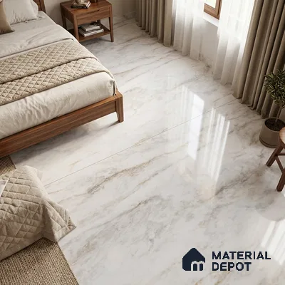 Marble Wall & Floor Tile TL 10956 White 6 ft x 4 ft Glossy Finish Vitrified Tile - 9 mm | 3 Random Designs | Suitable For Living Room, Bedroom, Bathroom | Adhesive and Spacers Must be Used During Installation