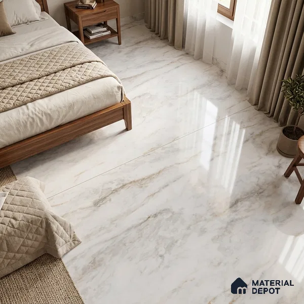 Marble Wall & Floor Tile TL 10956 White 6 ft x 4 ft Glossy Finish Vitrified Tile - 9 mm | 3 Random Designs | Suitable For Living Room, Bedroom, Bathroom | Adhesive and Spacers Must be Used During Installation