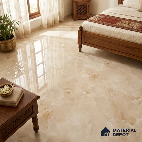 Marble Look Wall & Floor TL 10957 Ocealyn Beige 6 ft x 4 ft Infinia Finish Large Formate Vitrified Tile - 9 mm | 3 Random Design | Suitable For Living Room, Bedroom, Kitchen, Office & Dining | Adhesive and Spacers Must be Used During Installation