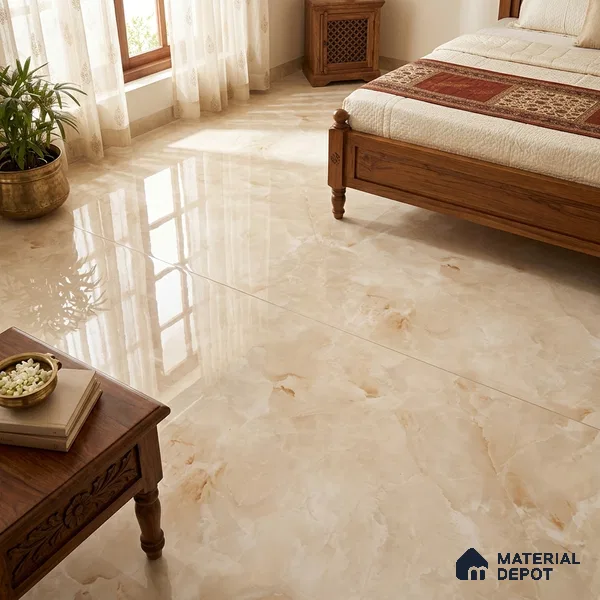 Marble Look Wall & Floor TL 10957 Ocealyn Beige 6 ft x 4 ft Infinia Finish Large Formate Vitrified Tile - 9 mm | 3 Random Design | Suitable For Living Room, Bedroom, Kitchen, Office & Dining | Adhesive and Spacers Must be Used During Installation