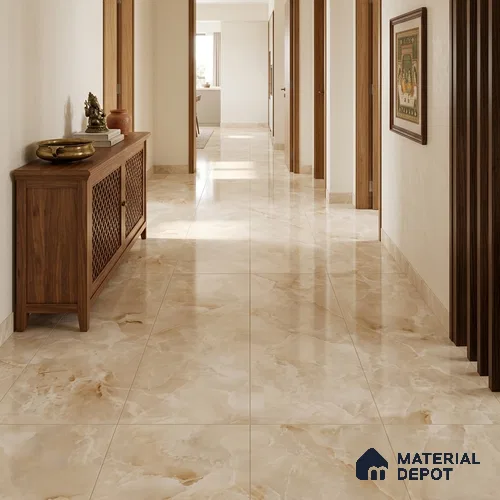 Marble Look Wall & Floor TL 10957 Ocealyn Beige 6 ft x 4 ft Infinia Finish Large Formate Vitrified Tile - 9 mm | 3 Random Design | Suitable For Living Room, Bedroom, Kitchen, Office & Dining | Adhesive and Spacers Must be Used During Installation