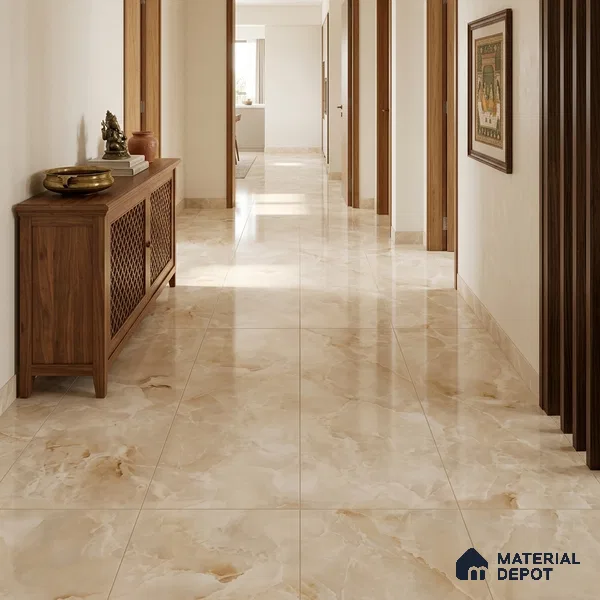 Marble Look Wall & Floor TL 10957 Ocealyn Beige 6 ft x 4 ft Infinia Finish Large Formate Vitrified Tile - 9 mm | 3 Random Design | Suitable For Living Room, Bedroom, Kitchen, Office & Dining | Adhesive and Spacers Must be Used During Installation
