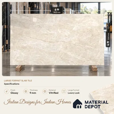Marble Look Wall & Floor TL 10958 Taj Mahal 6 ft x 4 ft Infinia Finish Large Formate Vitrified Tile - 9 mm | 3 Random Design | Suitable For Living Room, Bedroom, Kitchen, Office & Dining | Adhesive and Spacers Must be Used During Installation