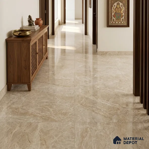 Marble Look Wall & Floor TL 10958 Taj Mahal 6 ft x 4 ft Infinia Finish Large Formate Vitrified Tile - 9 mm | 3 Random Design | Suitable For Living Room, Bedroom, Kitchen, Office & Dining | Adhesive and Spacers Must be Used During Installation