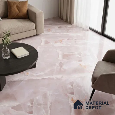 Marble Look Wall & Floor TL 10959 Marmo Onice Rose Lux 6 ft x 4 ft Marmo Finish Large Formate Vitrified Tile - 9 mm | 4 Random Design | Suitable For Living Room, Bedroom, Kitchen, Office & Dining | Adhesive and Spacers Must be Used During Installation