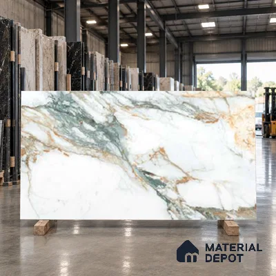 Marble Look Wall & Floor TL 10960 Ortiz Green Lux 6 ft x 4 ft Marmo Finish Large Formate Vitrified Tile - 9 mm | 3 Random Design | Suitable For Living Room, Bedroom, Kitchen, Office & Dining | Adhesive and Spacers Must be Used During Installation