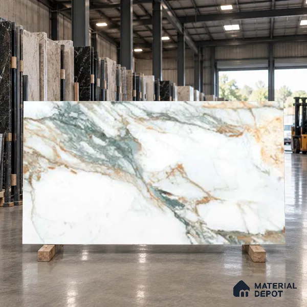 Marble Look Wall & Floor TL 10960 Ortiz Green Lux 6 ft x 4 ft Marmo Finish Large Formate Vitrified Tile - 9 mm | 3 Random Design | Suitable For Living Room, Bedroom, Kitchen, Office & Dining | Adhesive and Spacers Must be Used During Installation