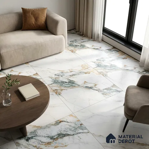 Marble Look Wall & Floor TL 10960 Ortiz Green Lux 6 ft x 4 ft Marmo Finish Large Formate Vitrified Tile - 9 mm | 3 Random Design | Suitable For Living Room, Bedroom, Kitchen, Office & Dining | Adhesive and Spacers Must be Used During Installation