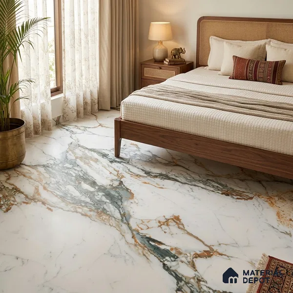 Marble Look Wall & Floor TL 10960 Ortiz Green Lux 6 ft x 4 ft Marmo Finish Large Formate Vitrified Tile - 9 mm | 3 Random Design | Suitable For Living Room, Bedroom, Kitchen, Office & Dining | Adhesive and Spacers Must be Used During Installation