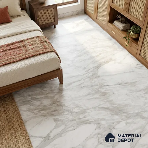 Marble Look Wall & Floor TL 10961 Lucaterra White Lux 6 ft x 4 ft Marmo Finish Large Formate Vitrified Tile - 9 mm | 3 Random Design | Suitable For Living Room, Bedroom, Kitchen, Office & Dining | Adhesive and Spacers Must be Used During Installation