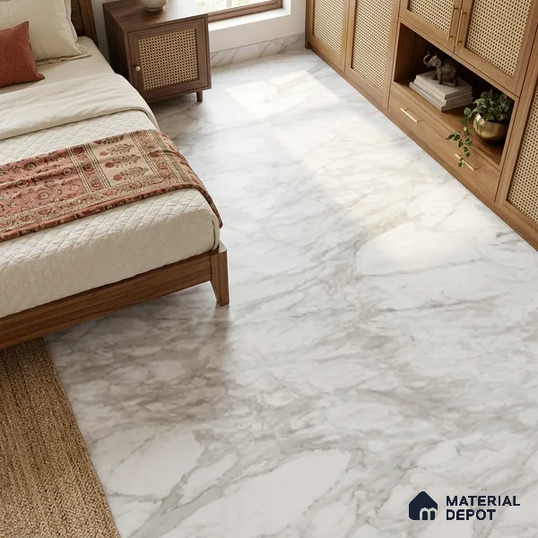 Marble Look Wall & Floor TL 10961 Lucaterra White Lux 6 ft x 4 ft Marmo Finish Large Formate Vitrified Tile - 9 mm | 3 Random Design | Suitable For Living Room, Bedroom, Kitchen, Office & Dining | Adhesive and Spacers Must be Used During Installation