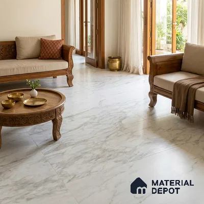 Marble Look Wall & Floor TL 10961 Lucaterra White Lux 6 ft x 4 ft Marmo Finish Large Formate Vitrified Tile - 9 mm | 3 Random Design | Suitable For Living Room, Bedroom, Kitchen, Office & Dining | Adhesive and Spacers Must be Used During Installation