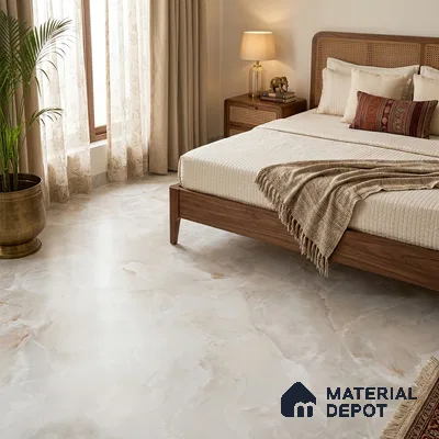 Marble Wall & Floor Tile TL 10962 White 6 ft x 4 ft Satin Finish Vitrified Tile - 9 mm | 3 Random Designs | Suitable For Living Room, Bedroom, Bathroom | Adhesive and Spacers Must be Used During Installation