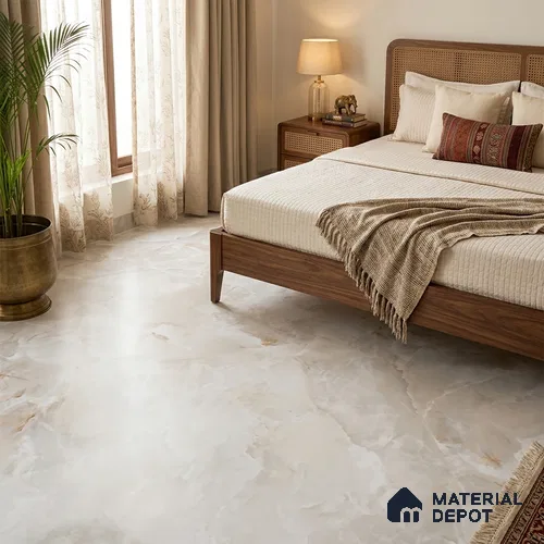 Marble Look Wall & Floor TL 10962 Ocealyn Pearl Lux 6 ft x 4 ft Marmo Finish Large Formate Vitrified Tile - 9 mm | 3 Random Design | Suitable For Living Room, Bedroom, Kitchen, Office & Dining | Adhesive and Spacers Must be Used During Installation