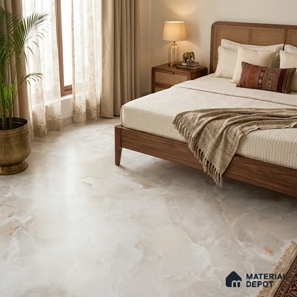 Marble Wall & Floor Tile TL 10962 White 6 ft x 4 ft Satin Finish Vitrified Tile - 9 mm | 3 Random Designs | Suitable For Living Room, Bedroom, Bathroom | Adhesive and Spacers Must be Used During Installation
