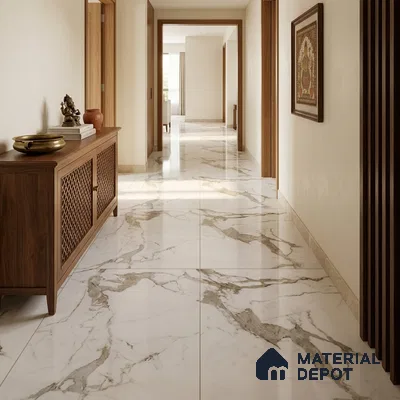 Marble Look Wall & Floor TL 10963 Arabella White 6 ft x 4 ft Polished Finish Large Formate Vitrified Tile - 9 mm | 3 Random Design | Suitable For Living Room, Bedroom, Kitchen, Office & Dining | Adhesive and Spacers Must be Used During Installation