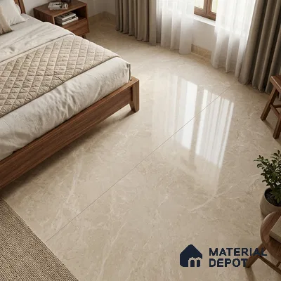 Marble Wall & Floor Tile TL 10964 Cream 6 ft x 4 ft Glossy Finish Vitrified Tile - 9 mm | 2 Random Designs | Suitable For Living Room, Bedroom, Bathroom | Adhesive and Spacers Must be Used During Installation