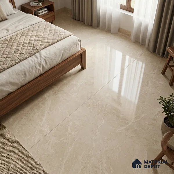 Marble Wall & Floor Tile TL 10964 Cream 6 ft x 4 ft Glossy Finish Vitrified Tile - 9 mm | 2 Random Designs | Suitable For Living Room, Bedroom, Bathroom | Adhesive and Spacers Must be Used During Installation