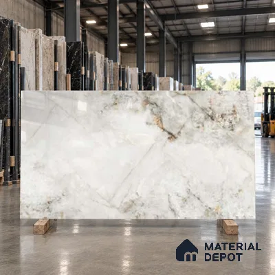 Marble Look Wall & Floor TL 10965 Intra White 6 ft x 4 ft Polished Finish Large Formate Vitrified Tile - 9 mm | 2 Random Design | Suitable For Living Room, Bedroom, Kitchen, Office & Dining | Adhesive and Spacers Must be Used During Installation