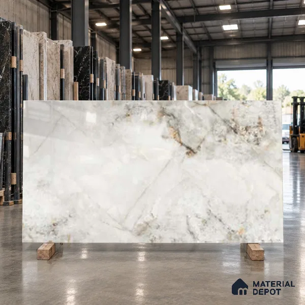 Marble Look Wall & Floor TL 10965 Intra White 6 ft x 4 ft Polished Finish Large Formate Vitrified Tile - 9 mm | 2 Random Design | Suitable For Living Room, Bedroom, Kitchen, Office & Dining | Adhesive and Spacers Must be Used During Installation