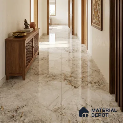 Marble Look Wall & Floor TL 10965 Intra White 6 ft x 4 ft Polished Finish Large Formate Vitrified Tile - 9 mm | 2 Random Design | Suitable For Living Room, Bedroom, Kitchen, Office & Dining | Adhesive and Spacers Must be Used During Installation