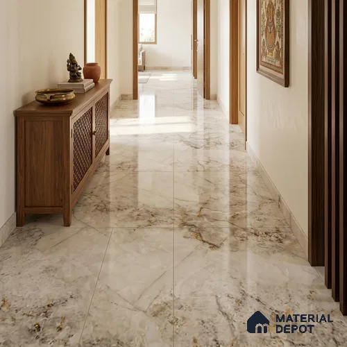 Marble Look Wall & Floor TL 10965 Intra White 6 ft x 4 ft Polished Finish Large Formate Vitrified Tile - 9 mm | 2 Random Design | Suitable For Living Room, Bedroom, Kitchen, Office & Dining | Adhesive and Spacers Must be Used During Installation