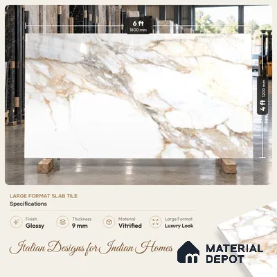Marble Look Wall & Floor TL 10967 Ortiz Brown 6 ft x 4 ft Polished Finish Large Formate Vitrified Tile - 9 mm | 3 Random Design | Suitable For Living Room, Bedroom, Kitchen, Office & Dining | Adhesive and Spacers Must be Used During Installation