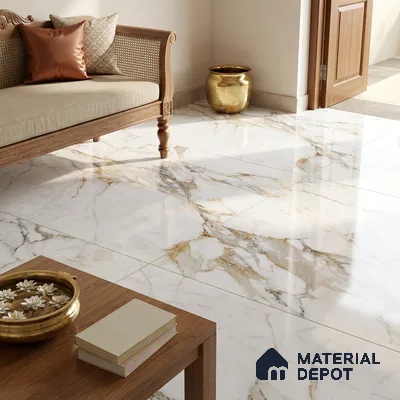 Marble Look Wall & Floor TL 10967 Ortiz Brown 6 ft x 4 ft Polished Finish Large Formate Vitrified Tile - 9 mm | 3 Random Design | Suitable For Living Room, Bedroom, Kitchen, Office & Dining | Adhesive and Spacers Must be Used During Installation
