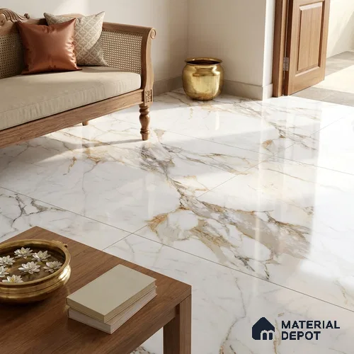 Marble Look Wall & Floor TL 10967 Ortiz Brown 6 ft x 4 ft Polished Finish Large Formate Vitrified Tile - 9 mm | 3 Random Design | Suitable For Living Room, Bedroom, Kitchen, Office & Dining | Adhesive and Spacers Must be Used During Installation