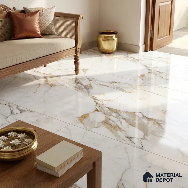 Marble Look Wall & Floor TL 10967 Ortiz Brown 6 ft x 4 ft Polished Finish Large Formate Vitrified Tile - 9 mm | 3 Random Design | Suitable For Living Room, Bedroom, Kitchen, Office & Dining | Adhesive and Spacers Must be Used During Installation