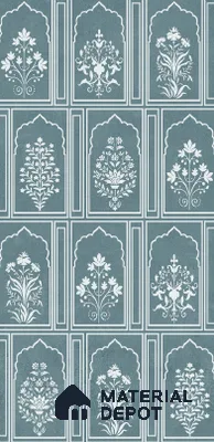Patterned Wall Tile TL 10983 C | Arebic Aqua Flower Decor | 4 ft x 2 ft Crits Micro Carving Matte Finish Porcelain Tile - 9 mm | Suitable For Bathroom, Accent/Feature Wall, Dining Area | 3 mm Spacer Required