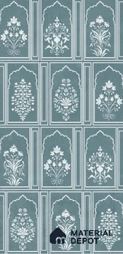 Patterned Wall Tile TL 10983 C | Arebic Aqua Flower Decor | 4 ft x 2 ft Crits Micro Carving Matte Finish Porcelain Tile - 9 mm | Suitable For Bathroom, Accent/Feature Wall, Dining Area | 3 mm Spacer Required