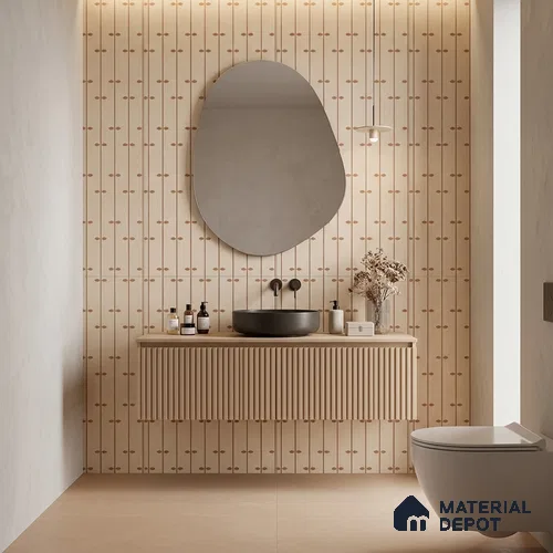 Wall Tile TL 10984 B | Arebic Red Decor | 4 ft x 2 ft Crits Micro Carving Matte Finish Porcelain Tile - 9 mm | Suitable for Bathroom, Accent/Feature Wall, Dining Area | 3 mm Spacer Required