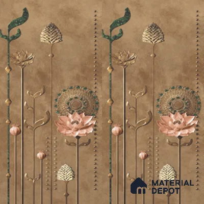 Wall Tile TL 10989 B | Glitter Brown Decor A | 4 ft x 2 ft Crits Micro Carving Matte Finish Porcelain Tile - 9 mm | Suitable for Bathroom, Accent/Feature Wall, Foyer | 3 mm Spacer Required
